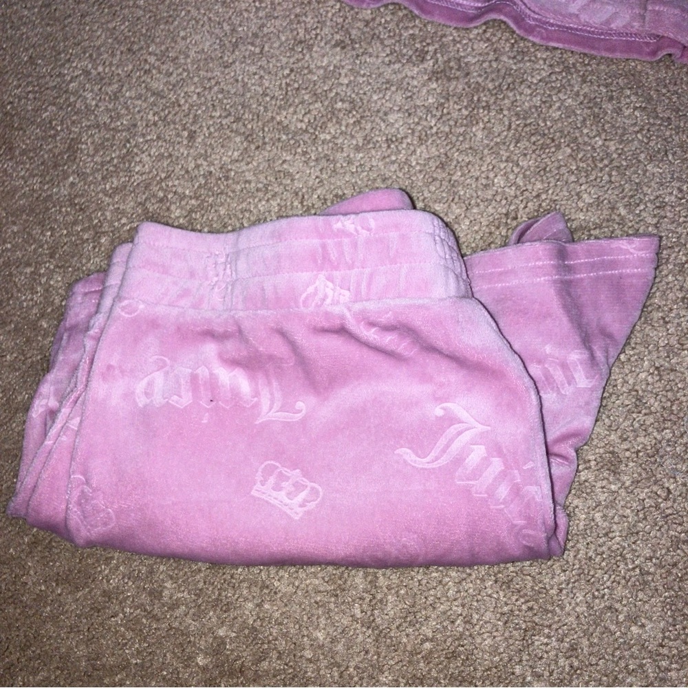 Juicy Couture Velour-Look Embossed Pajama Set - Shorts and Short Sleeved Shirt - Picture 3 of 7
